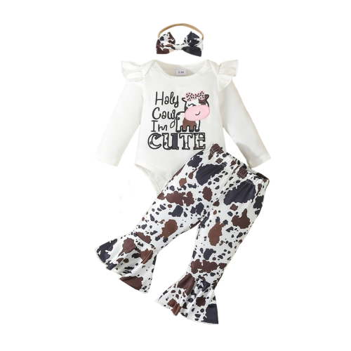 OBEEII Infant Toddler Girls Long Sleeve Romper and Pants Cute Printed Fall Winter Outfits Baby Cake Smash Birthday Outfits with Headband