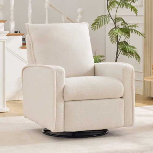 Millwood Pines Sherpa Upholstered Manual Swivel Glider Rocker Recliner Nursery Chair | Wayfair
