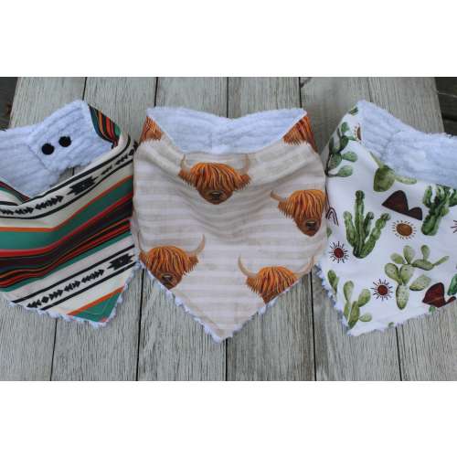 Southwestern Baby Nursery | Baby Shower Gift | Boho Baby Gift | Boho Bandana Bib | Bandana Bib | Baby Bib | Drool Bib | Highland Cattle Bib