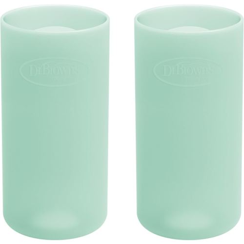 Dr. Brown's Options+ Narrow Glass Bottle Sleeves, 100% Silicone, Mint, BPA-Free, 8 oz, 2-Pack