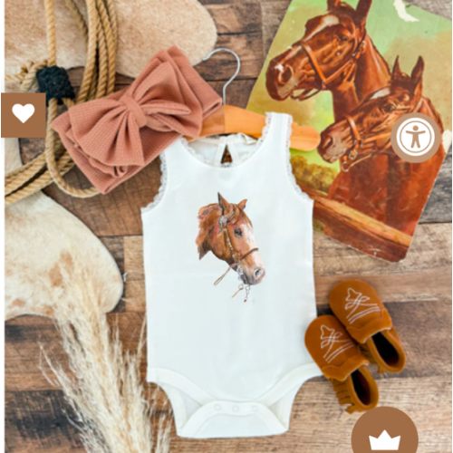 Blazin' Days Horse Lace Tank Onesie/Top (little kid)(white) – theFRINGEDpineapple