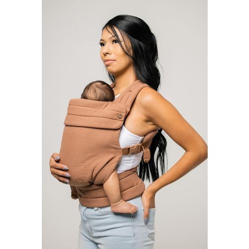 Mabē Monarch Ergonomic Baby Carrier – Premium Cotton Soft Structured Newborn to Toddler Carrier with Hip-Healthy Design, 3 Carry Positions (7-35lbs), Lightweight & Breathable, (Mocha)