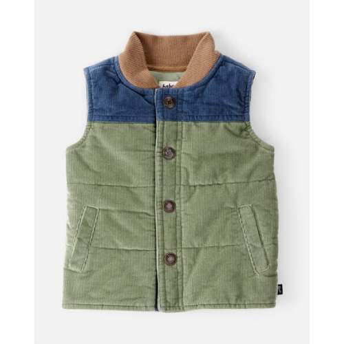 Baby Boy Corduroy Sleeveless Puffer Vest - Green - OshKosh | Carter's