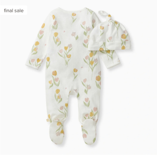 Tulip Fields Baby Girl Jumpsuit & Hat Set