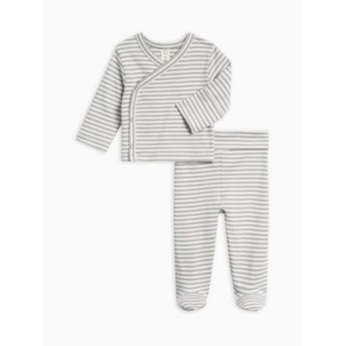 Colored Organics Riley 2 Piece Wrap Top and Pant Set Mist Stripe 0-3M