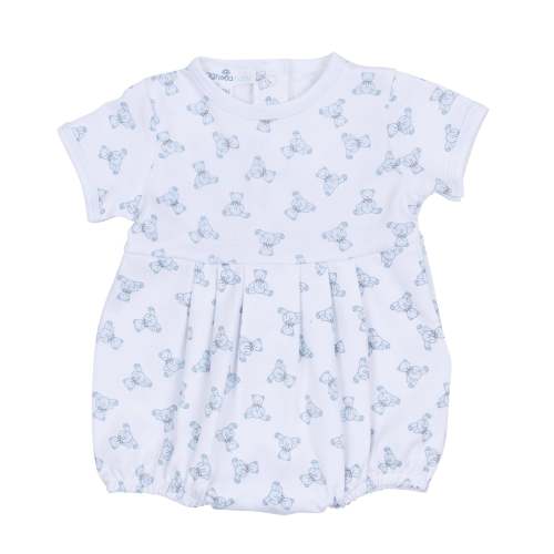 Baby's Teddy Short Sleeve Bubble - Light Blue- 6m