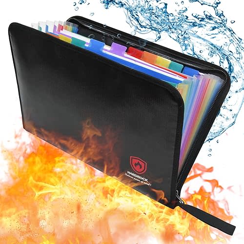 Fireproof Accordion File Organizer,Important Document Organizer,end of Life Planner Organizer Binder,Expanding Portable fire Proof Document Bag,Waterproof Folio Holder File folders for A4 Paper