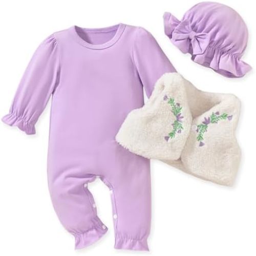 fioukiay Newborn Baby Girl Long Sleeve Romper