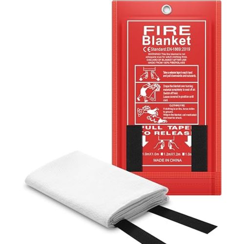 FLASLD Fire Blanket for Home and Kitchen, 47"x47" Fiberglass Fire Blankets Emergency for People, Flame Retardant Protection and Heat Insulation 4 ft x 4 ft
