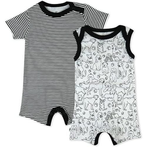 HonestBaby Short Sleeve and Tank Romper 100% Organic Cotton for Infant Baby and Toddler Boys