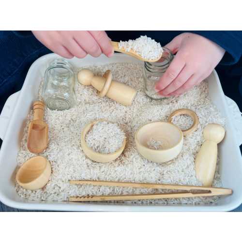 Montessori Sensory Bin Tools | Wooden Fine Motor Toy for Toddlers (Screen Free Activity)