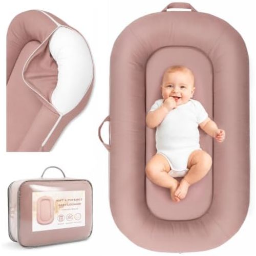 Baby Lounger for Newborns 0-24 Months, Pink Infant Support Cushion