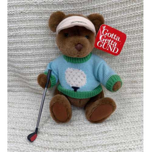 Gund Bogey Golf Bear Plush Teddy Stuffed Animal 9" Vintage Kids Nursery Decor