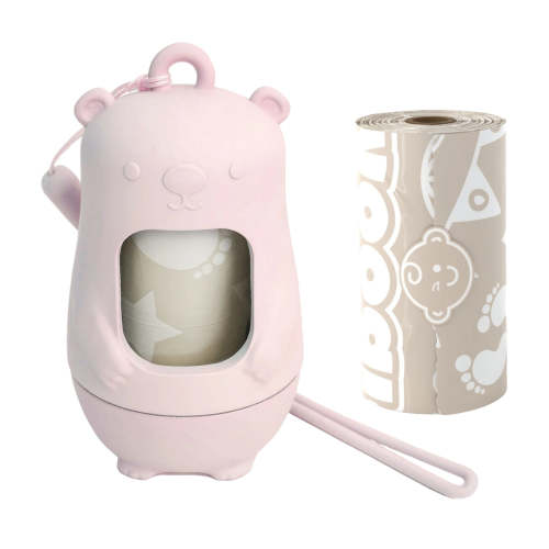 Moodie Teddy Bear Disposable Diaper Bag Dispenser - Rosie Pink