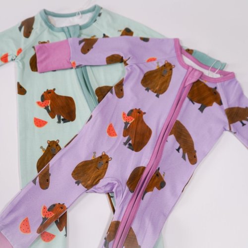 Capybara Baby Zip Pajamas
