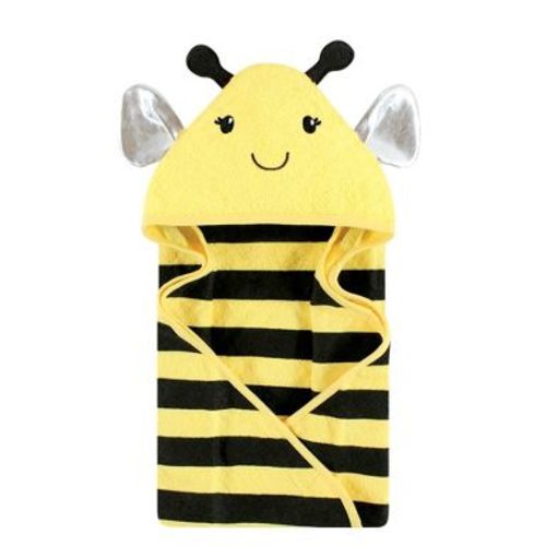Hudson Baby Infant Baby Cotton Poly Animal Face Hooded Towel, Yellow Bee, One Size
