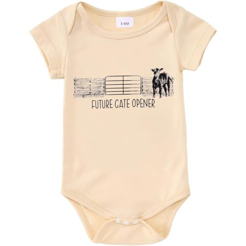 SOFEON Future Gate Opener Baby Onesie Newborn Farm Cow Bodysuit Romper Infant Boy Girl Cute Country One-Piece Clothes 0-18M