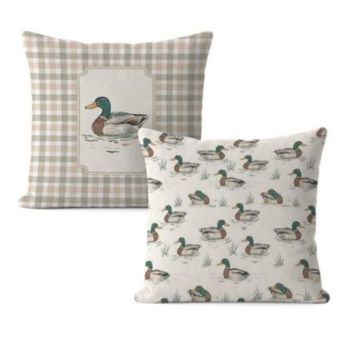 Waterproof Duck Pillow Covers 18x18, Mallard Duck Nursery Decor, Ducks Hunting Gifts Decorative