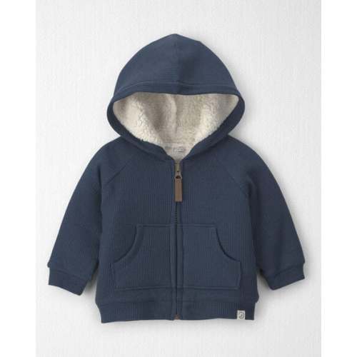 Baby Boy Recycled Teddy Fleece Waffle Knit Hooded Jacket Made with Organic Cotton - Little Planet | Carter's
