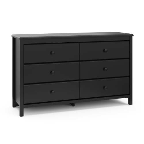 Storkcraft Alpine 6 Drawer Nursery Double Dresser, Black