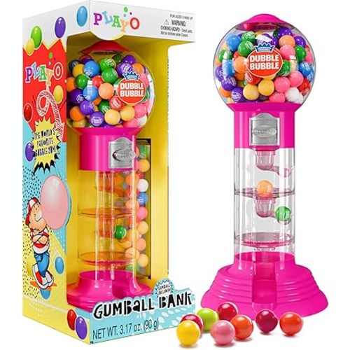 PlayO 10.5" Gumball Machine for Kids, Spiral Style Candy Dispenser for Gifts, Parties or Events - Bubblegum Machine w/Gumb Balls Included
