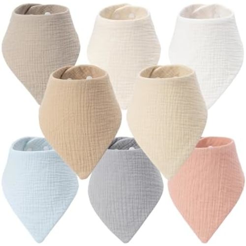8-Pack Muslin Baby Bibs for Drooling and Teething