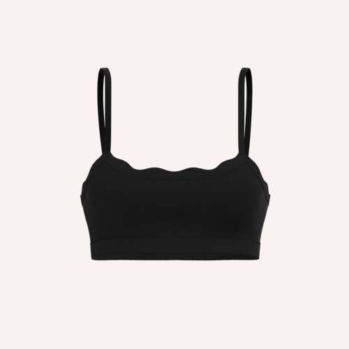 Leakproof Scallop Bandeau Bralette - Black