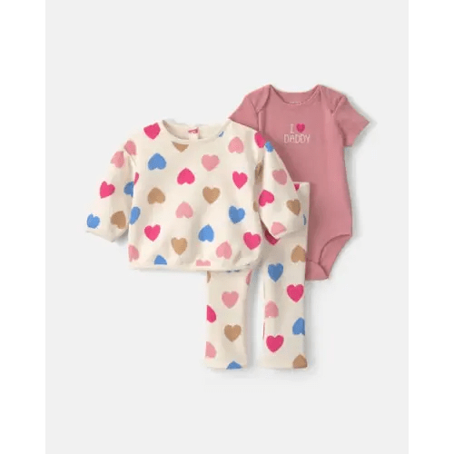 Baby Girl 3-Piece Heart 'I Love Daddy' Fleece Layering Set | Carter's