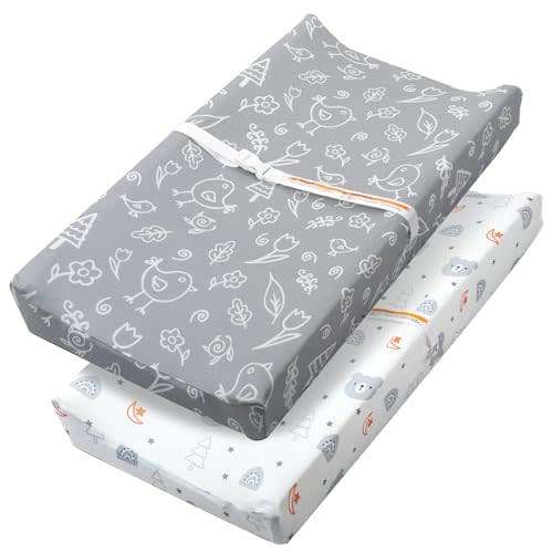 FHMJYH Premium Baby Changing Pad Cover 2 Pack - Soft, Comfortable & Safe (Bears and Birds)