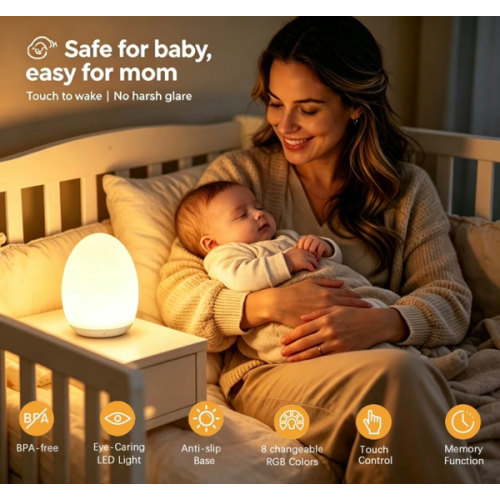Night Light for Kids, Egg Light for Nursery with 7 RGB Colors Changeable & Stepless Dimming, Rechargeable Tap Light & Touch Control - Baby items, Interior decoration |Mother’s Day Special, Summervibes - TikTok Shop