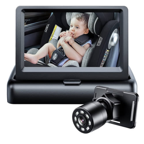 Itomoro Baby Car Mirror, View Infant in Rear Facing Seat with Wide Crystal Clear View,360° Rotation Plug and Play Easy Install baby car monitor 1080p