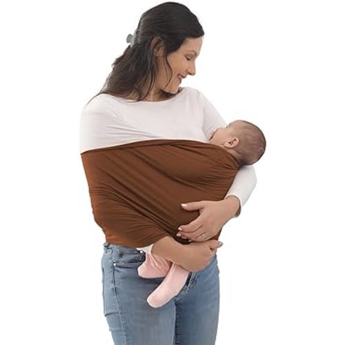 Baby Wrap Carrier, Perfect Baby Carrier Wrap Sling for Newborn and Infant up to 35 lbs. (Sepia/Natural, M (S, M, L of Clothing Size))