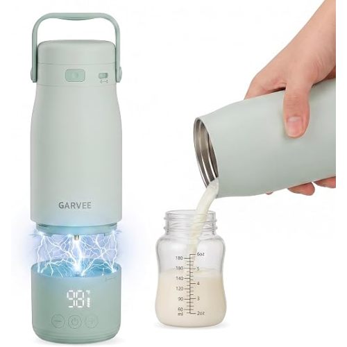 Portable Bottle Warmer for Travel, Breast Milk & Water Bottle Warmer with Fast Heating & Long Battery Life, 17 Ounces Large Capacity, 316 Stainless Steel & USB-C Rechargeable