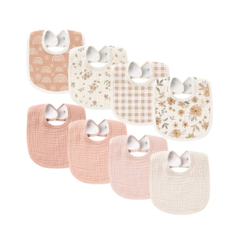 Konssy Muslin Baby Bibs 8 Pack Baby Bandana Drool Bibs Cotton for Unisex Boys and Girls, Soft Absorbent Set for Teething and Drooling