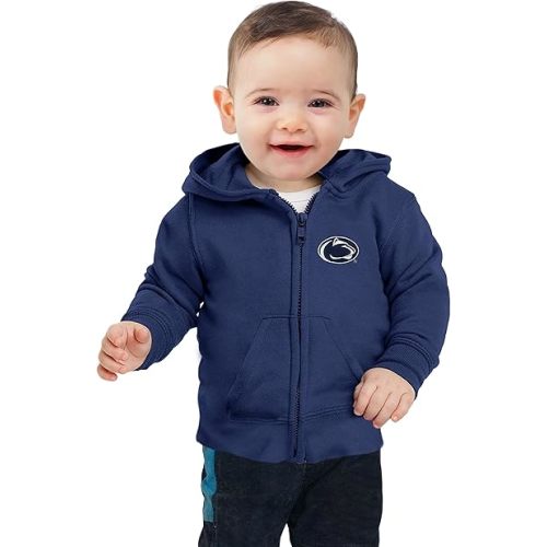 Little King NCAA Boys/Girls Infant Full Zip Cotton Fleece Hoodie Sweatshirt with Embroidered Team Logo (6M 12M 18M)