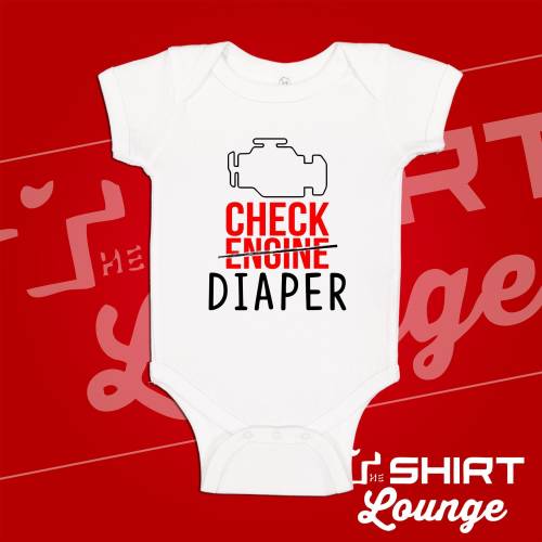 Check Engine Diaper Baby Bodysuit: Funny Mechanic Dad Gift