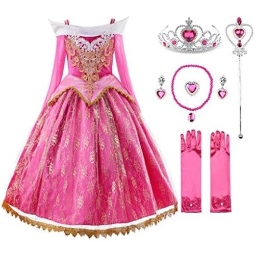 JerrisApparel Girls Pink Princess Costume Halloween Cosplay Party Dress up