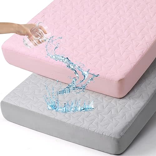 Waterproof Crib Mattress Protector: 2-Pack Quilted Toddler Mattress Pad Sheets - Soft Fitted Covers for Standard Baby Crib
