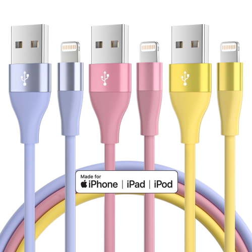 Bkayp iPhone Charger [Apple Mfi Certified] 3 Pack 10ft Fast Charging Cables iPhone Cord Compatible with iPhone 14/13/12/11 Multi-Color