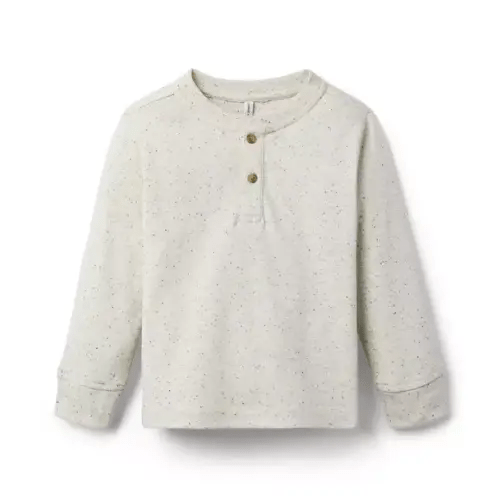 Boy Soft Beige Speckled Henley Tee by Janie and Jack