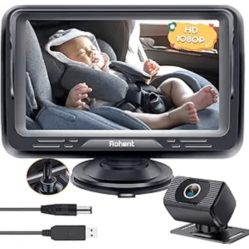Rohent Car Camera for Baby USB: Plug and Play Easy to Install Crystal Night Vision Wide View Angle for Newborn Infant Safety