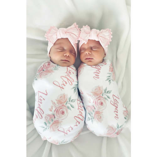 Blush Rose Personalized Baby Name Swaddle Blanket