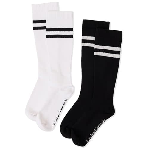 Kindred Bravely Compression Socks 2-Pack | Graduated Compression Socks for Circulation Pregnancy Travel (Black & White, Large)