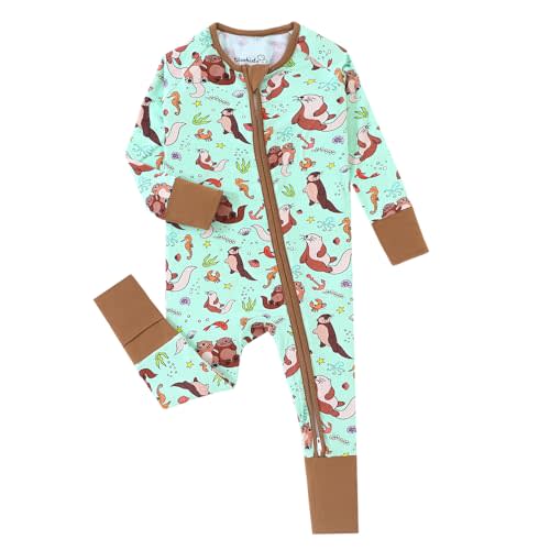 Bamboo Viscose Baby Long Sleeve Romper Two Way Zipper With Foldable Foot Covers Baby Clothes Birthday Cake Print