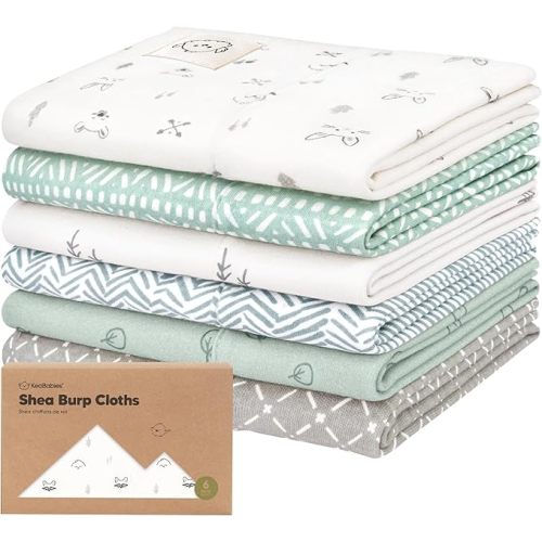 Organic Burp Cloths Baby Boy, Girl - 6-Pack Large Cotton Burping Cloths for Babies, Spit Up Rags, Super Absorbent, Ultra Soft Newborn Rag, Gender Neutral, Machine Washable, Durable (Nordic)
