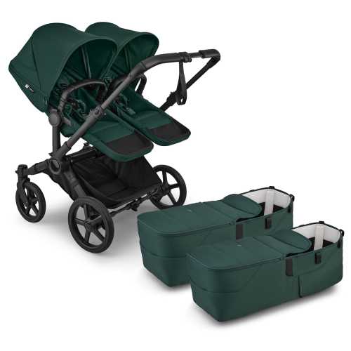 Bugaboo Donkey 6 Twin Complete Stroller Bundle - Black / Fern Green / Fern Green