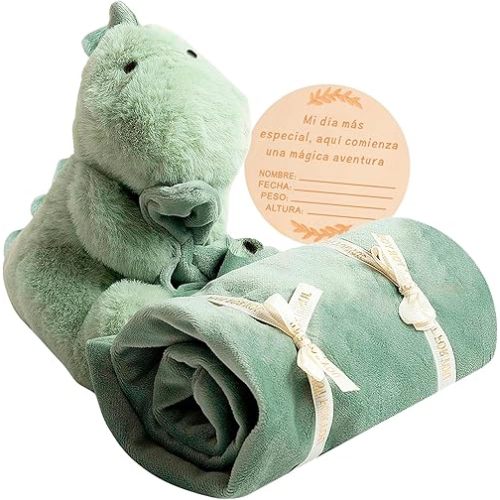 Baby Lovey Super Soft Large Fabric Security Blanket Newborn Snuggler Plush Toy Stuffed Animal Cuddle Nursery Essentials Loveys for Babies Girl Boy Infant Gift Toddler Blankie 19.6 Inch Green Dinosaur