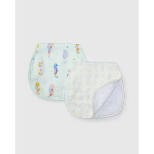 Burp Cloth Set - 2 Pack - Painterly Seahorses