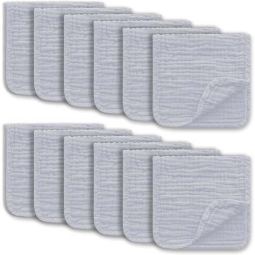 Muslin Burp Cloths Large 100% Cotton Hand Washcloths for Boys & Girls, Baby Essentials Extra Absorbent and Soft Burping Rags for Newborn Registry (12-Pack, 20" X10")