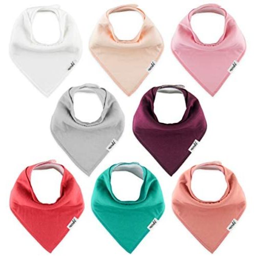 Meerdif Baby Bandana Drool Bibs for Baby Girls, Plain Colors, 8 Pack Baby Shower Set for Teething and Drooling, Soft Absorbent and Hypoallergenic (Solid Colors)
